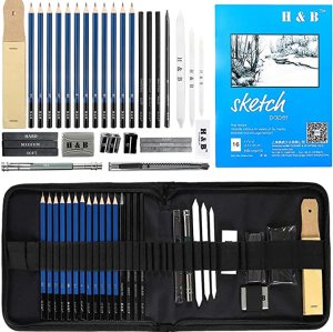 China 33 Pieces Lead Sketch Pencil Set Artist Drawing Pencil Wholesaler
