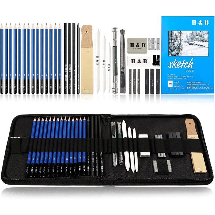 H & B 35 pcs Sketching Pencils Set for USA drawings pencil art