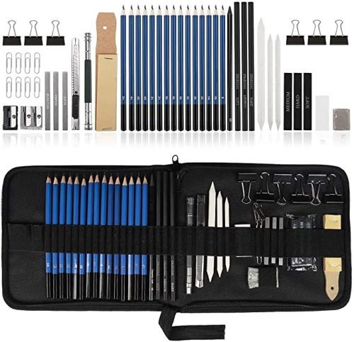 Pro Drawing Kit Sketching Pencils Set,portable Zippered Travel