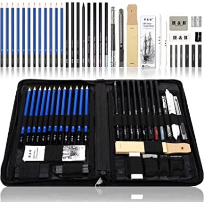 H&B 40pcs  Professional Sketch Charcoal Pencil Set for kid easy pencil drawing for wholesale