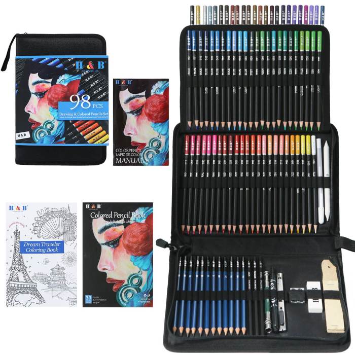 H&B 儿童素描铅笔套装彩色素描铅笔艺术套装简易铅笔绘图批发