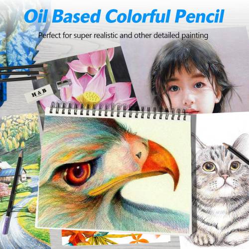 H&B Professional Watercolor Pencils, Set of 72, Multi Colored Art Drawing  Pencils in Bright Assorted Shades