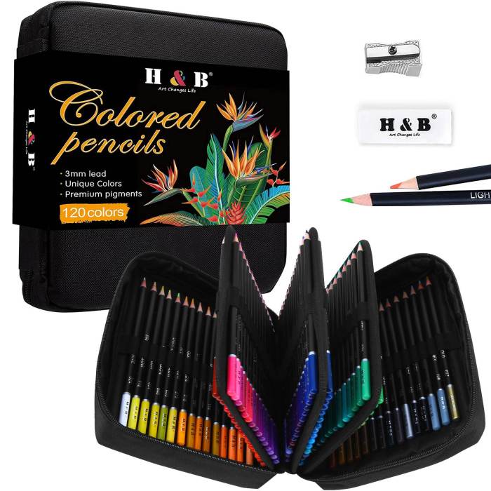 Lápices de dibujo H&B, juego de plomo de color aceitoso, venta al por mayor personalizada, juego de plomo de color de pintura de 122 colores