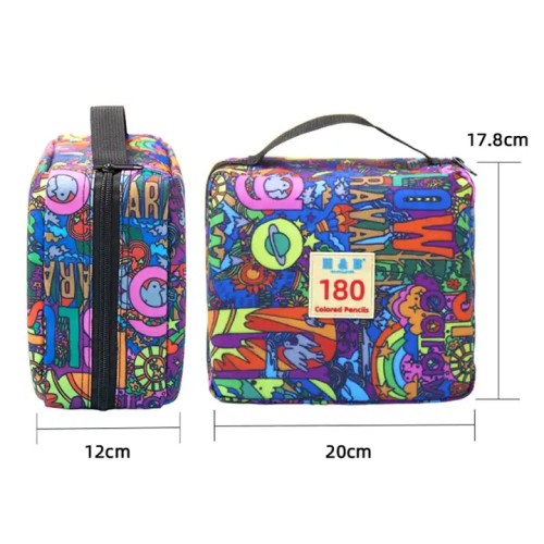 OEM Premium 180pcs Color Pencil Set Custom Logo Eco-friendly Portable Travel Nylon Bag lapiz de colores