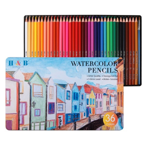 H&B professional 36pcs color pencil drawing for kid colored pencil organizer for wholesale