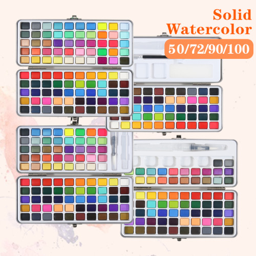 professional 50/72/90 /100Colors soild Watercolor paint Set