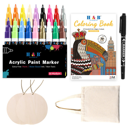 H & B 23pcs acrylic paint markers set for kid acrylic markers for wholesale
