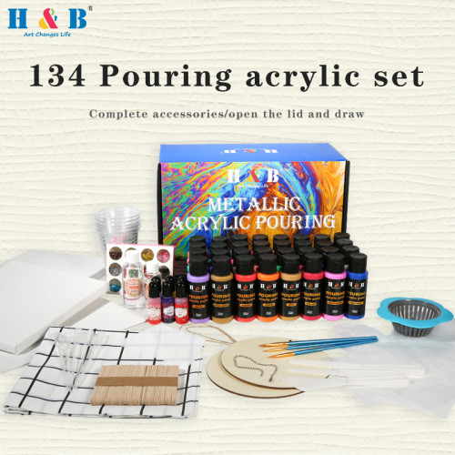 Wholesale Metallic Pouring Paint Set - 134pcs for Artists, Kids and Beginners