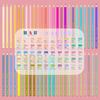 H&B 50-color macaron oil-based colored pencil set. color pencil drawings