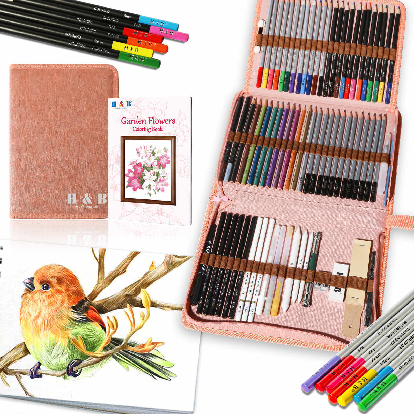 2)Watercolor Coloring Books & (2sets) Watercolor Pencils - arts