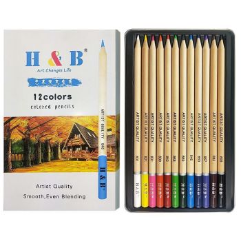 H&B 12pcs Unique oil based colored pencils set for wholesale drawing colored pencil for kid