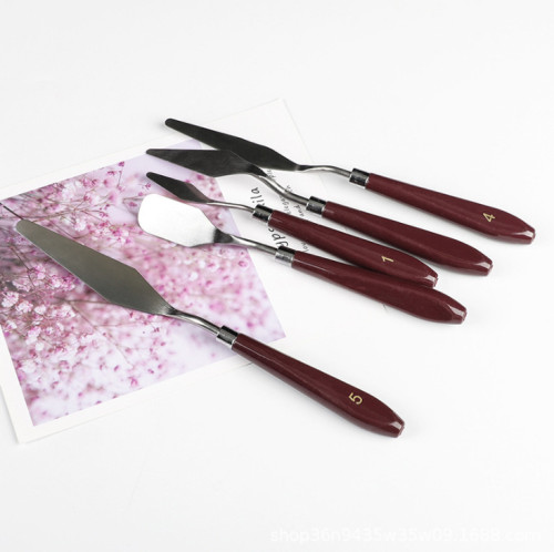 H&B 5pcs oil pigment painting beech wood palette knife