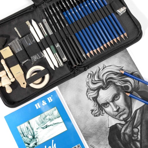 H&B 33pcs Sketching Pencils Set For Beginners sketching pencils