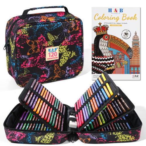 Custom 72/120/180 Colors Multi-slot Colored Pencil Set in Zippered Nylon Case for Art Supplies