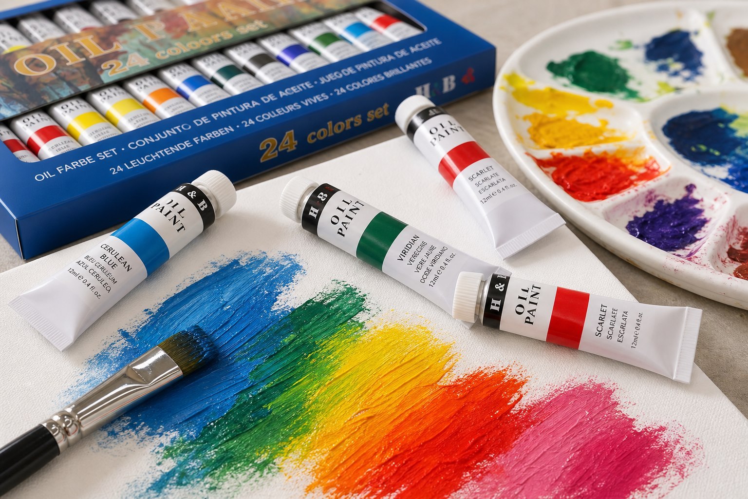 Paint texture and color mixing detail for H&B 24pcs paint set