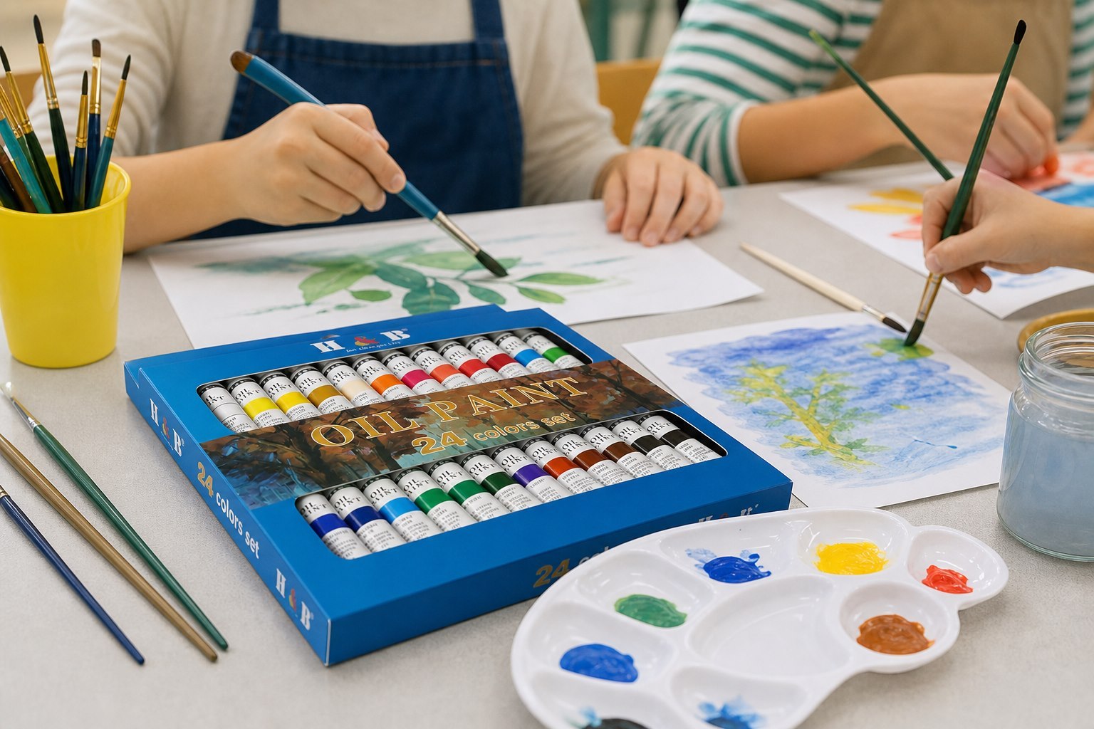 H&B paint set used in school art classroom