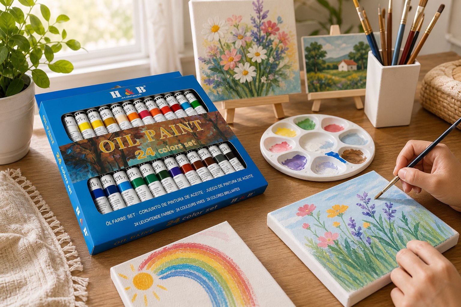 H&B paint set for home craft and beginner canvas painting