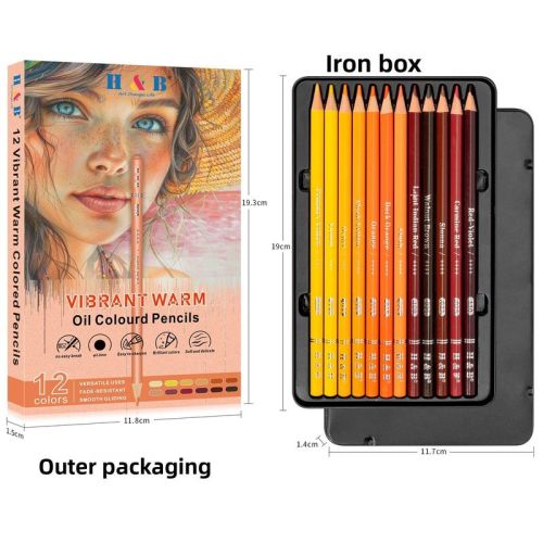H&B Art 12 Colors Oil-Based Colored Pencils 3.0mm Core – Professional Drawing & Sketching Supplies for Artists Students – Non-Toxic ASTM Certified OEM Wholesale Manufacturer Supplier