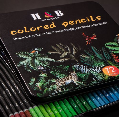 H&B 72/120 Colors Water-Soluble Colored Pencil Set in Tin Box ??Premium Art Pencils for Sketching Drawing & Illustration ??Non-Toxic OEM/Wholesale Manufacturer Supplier