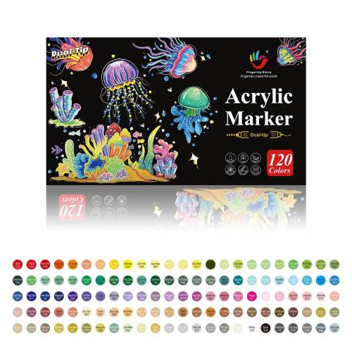 H&B 72/120 Colors Dual-Tip Acrylic Markers Set – Fine & Brush Tip Paint Pens for Canvas, Rock Painting & DIY Crafts – Non-Toxic ASTM Certified OEM Wholesale Supplier