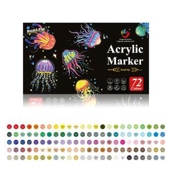 H&B  72/120 Colors Dual-Tip Acrylic Markers Set – Fine & Brush Tip Paint Pens for Canvas, Rock Painting & DIY Crafts – Non-Toxic ASTM Certified OEM Wholesale Supplier