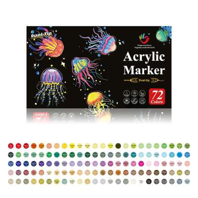 H&B  72/120 Colors Dual-Tip Acrylic Markers Set – Fine & Brush Tip Paint Pens for Canvas, Rock Painting & DIY Crafts – Non-Toxic ASTM Certified OEM Wholesale Supplier
