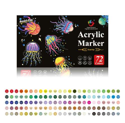 H&B 72/120 Colors Dual-Tip Acrylic Markers Set – Fine & Brush Tip Paint Pens for Canvas, Rock Painting & DIY Crafts – Non-Toxic ASTM Certified OEM Wholesale Supplier