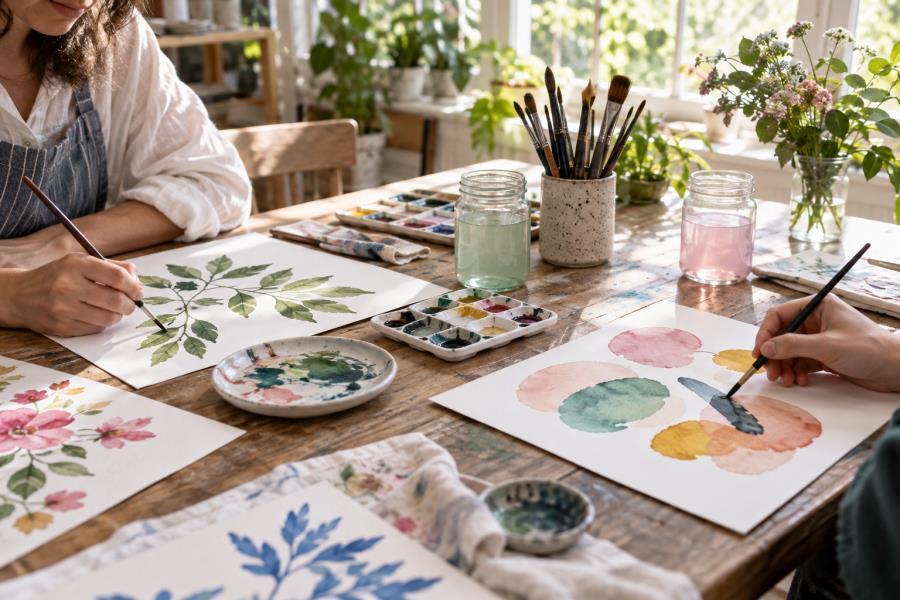 Illustration created with a broad water-soluble pencil color range
