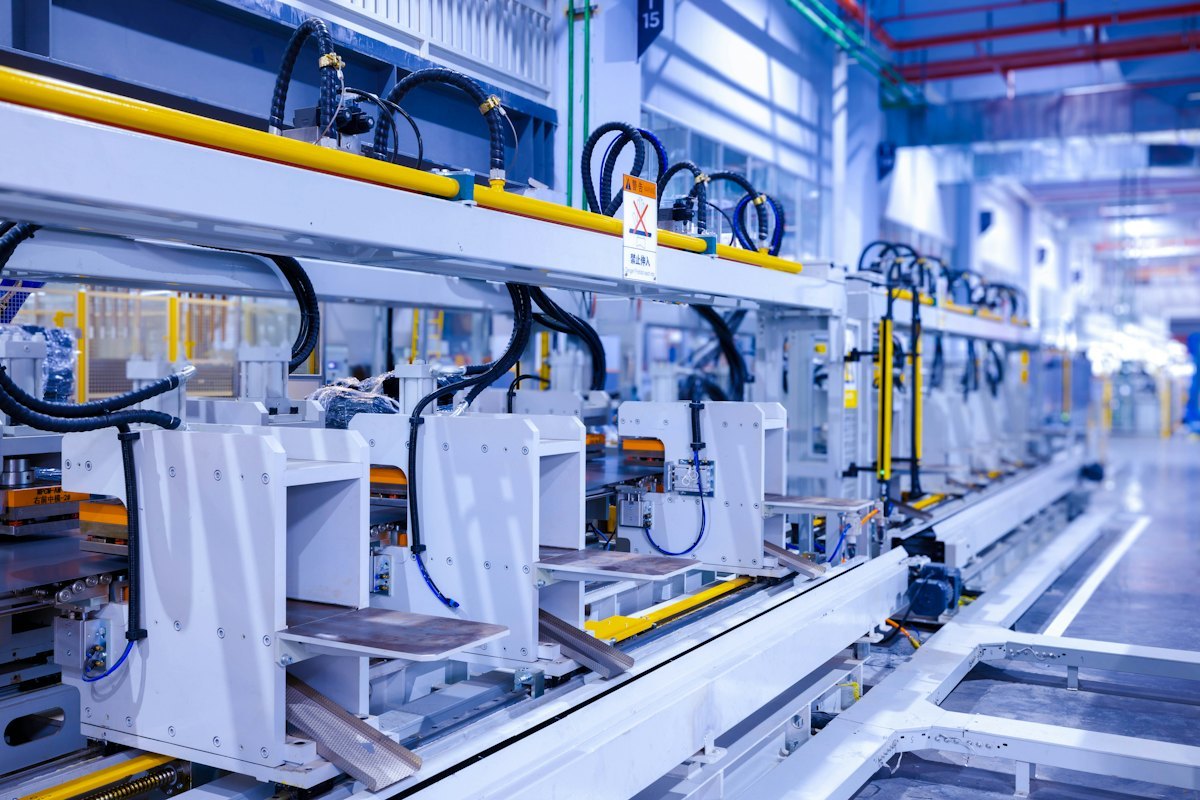 Production machinery in an art supplies manufacturing facility