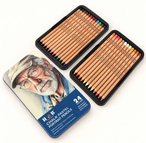 24-Color Pastel Colored Pencil Set for Portrait Drawing