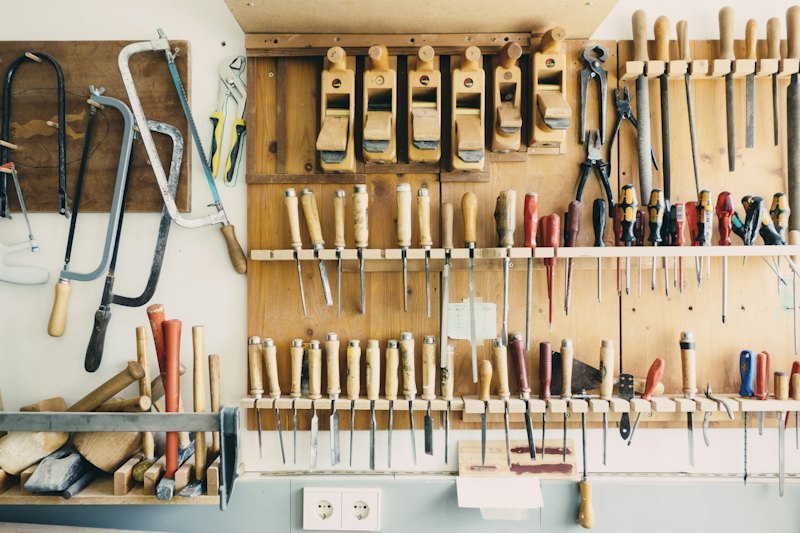 Workshop tool wall at the H&B Art manufacturing facility