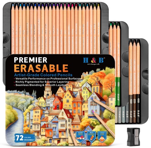 H&B 72-Color Artist-Grade Erasable Colored Pencil Set | OEM & Wholesale