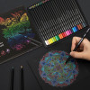 H&B Black Wood Triangular Oil-Based Colored Pencils – 24/72/120 Colors
