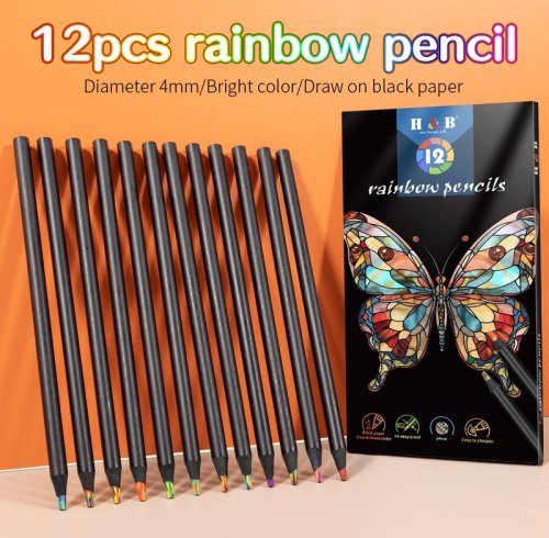 H&B 12-in-1 Rainbow Colored Pencils with Multicolor Cores