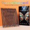 H&B 12-in-1 Rainbow Colored Pencils with Multicolor Cores