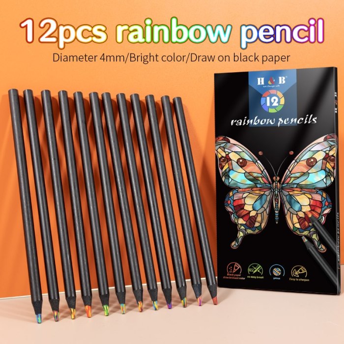 H&B 12-in-1 Rainbow Colored Pencils with Multicolor Cores