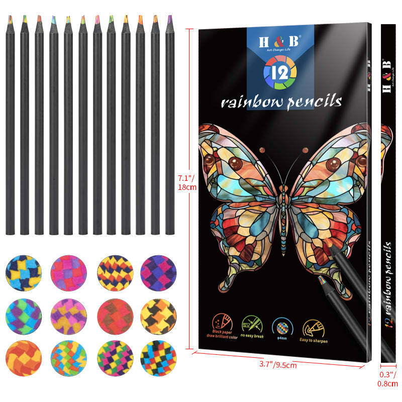 12 rainbow pencils, each with four colors in the core for 48 colors total