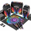 H&B Black Wood Colored Pencil Set with Storage Case & Accessories (48/72/120 Colors)