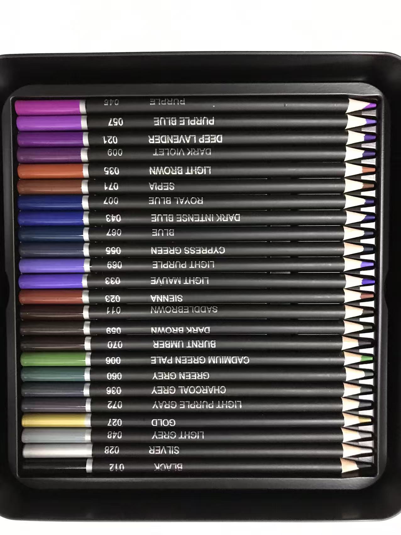 RAGI 72-color colored pencils arranged inside the metal tin