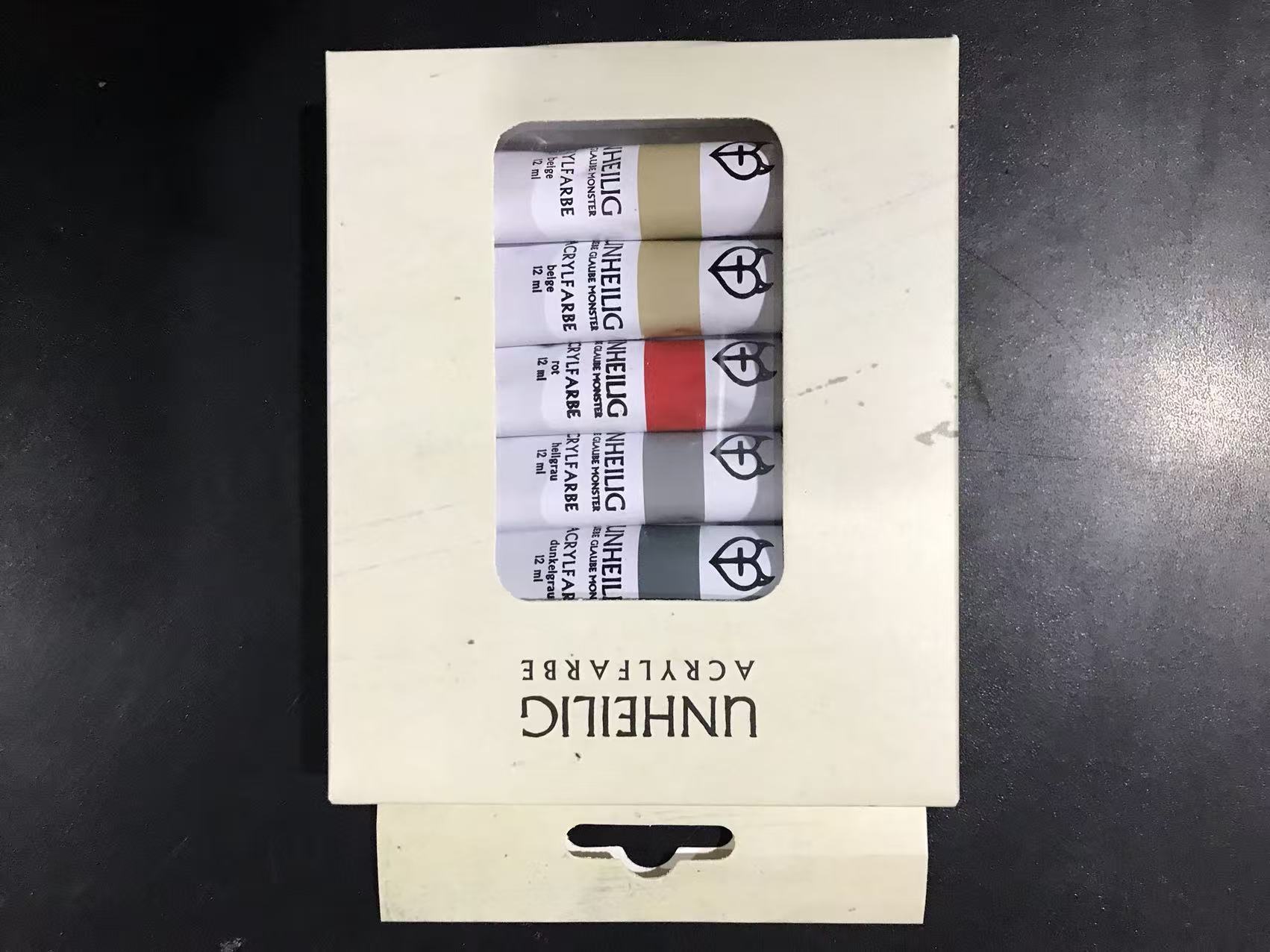 Unheilig acrylic paint carton with front display window