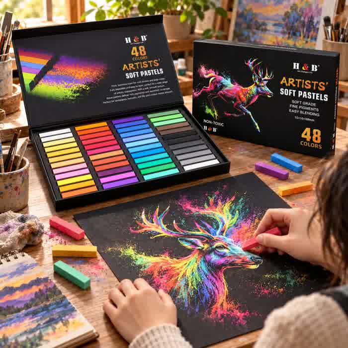 Soft pastel artwork example supplied with product materials