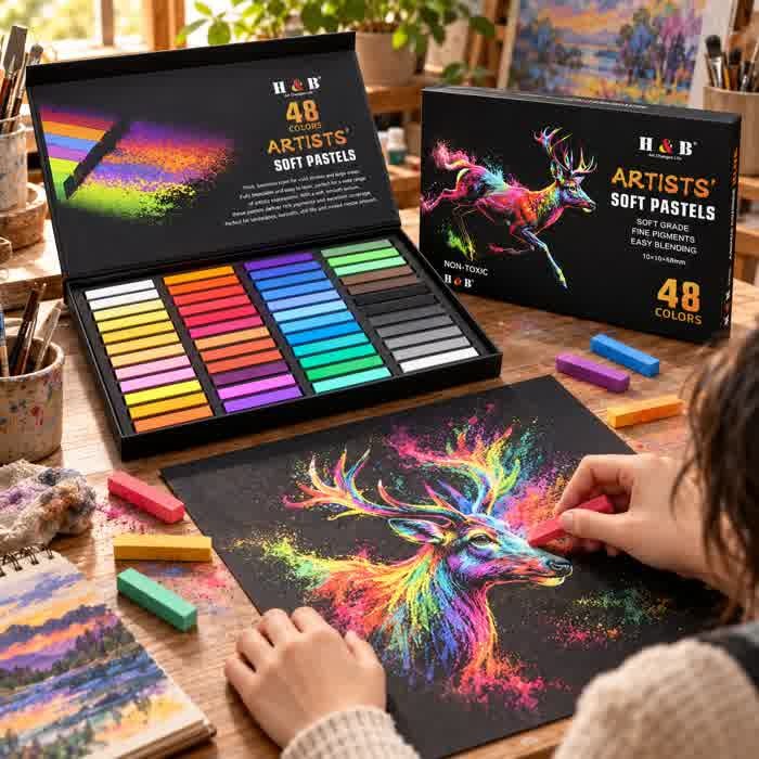 Soft pastel artwork example from H&B product materials