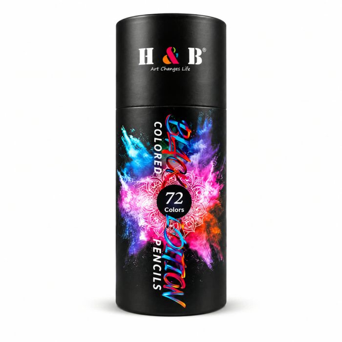 72-Color Round Black Wood Oil-Based Colored Pencil Set in Paper Tube
