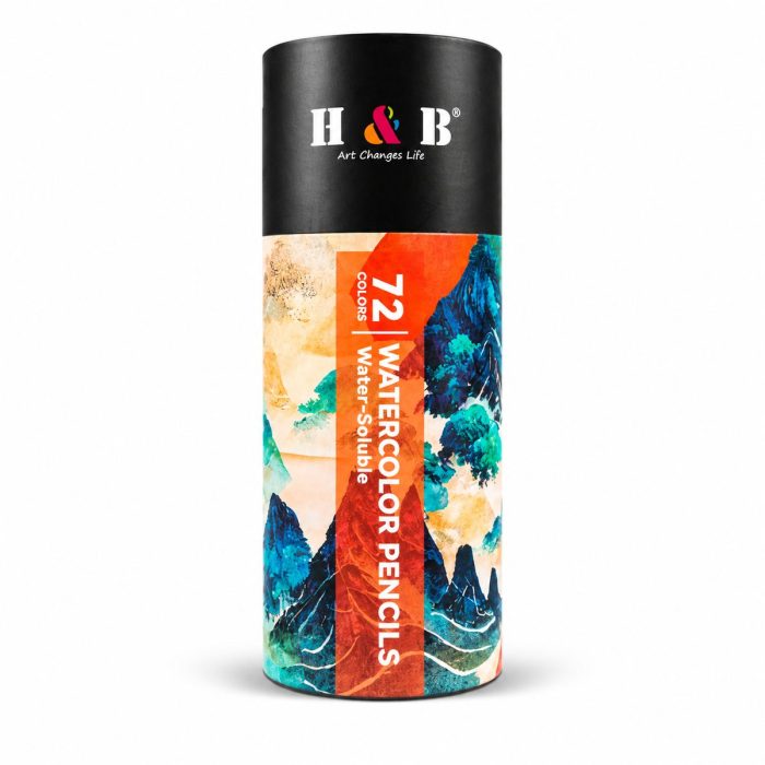 72-Color Water-Soluble Colored Pencil Set in Paper Tube