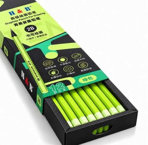 12 Pack 2B Black Wood Graphite Writing Pencils