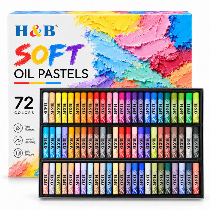 72 Color Soft Oil Pastel Set for Drawing and Blending