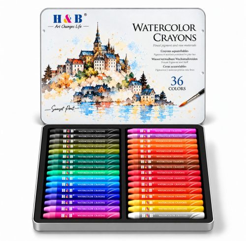 12/24/36 Color Watercolor Crayons – Water-Soluble & Washable