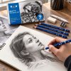 9 Piece Graphite Sketching Pencil Set with Eraser and Sharpener