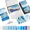 12 Color Watercolor Paint Set in Tin Box with Water Brush and Notepad