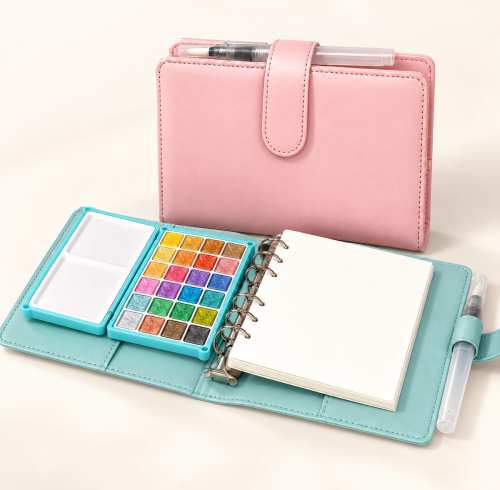 24 Color Portable Pearlescent Solid Watercolor Paint Set